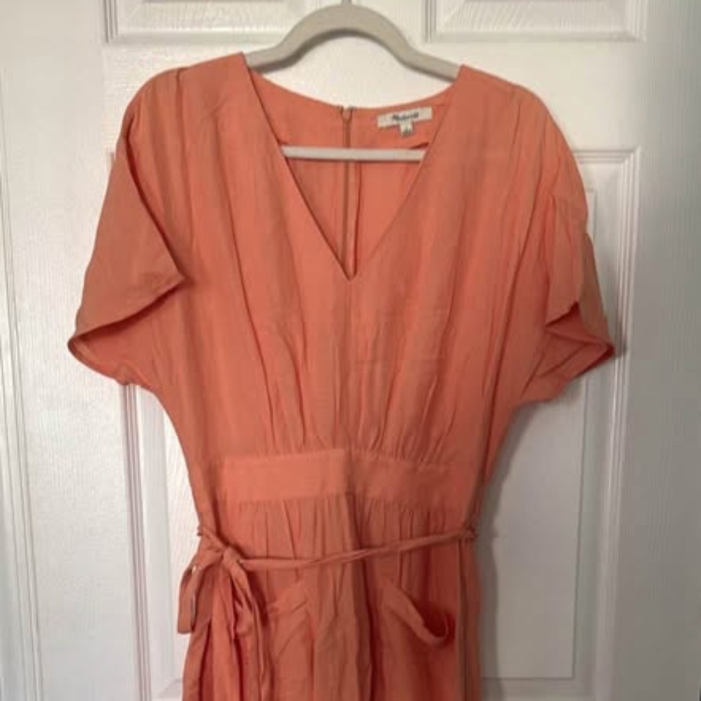 Linen-Blend Dolman-Sleeve Tie-Waist Midi Dress Sweet Tulip Size 6